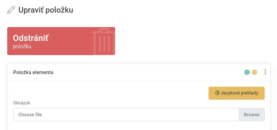 elementy - skupina bannerov - položka - preklady a odstránenie
