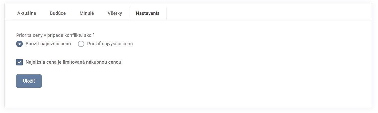 hromadné zľavy - nastavenia