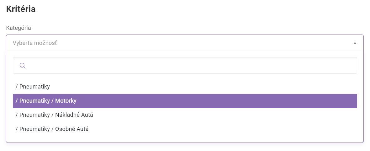 hromadné zľavy - vytváranie hromadných akcií - kritériá - kategória