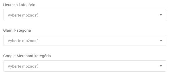 kategórie - Heureka, Glami, Google Merchant