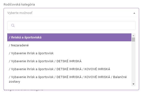 kategórie - rodičovská kategória