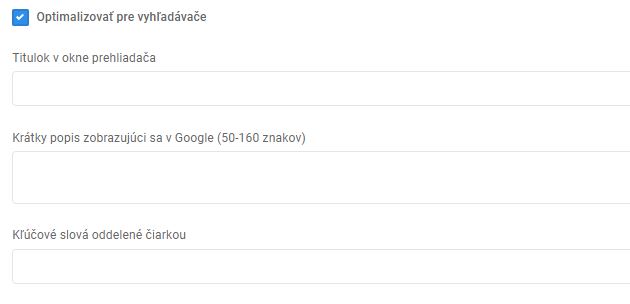 úprava kategórie - optimalizovať pre vyhľadávače