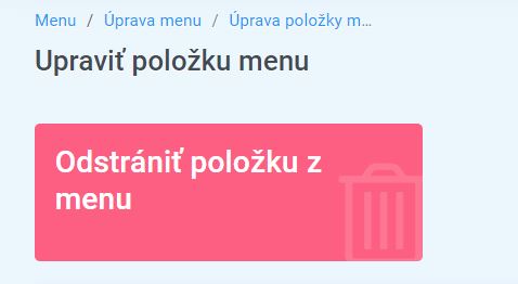 menu - položka - odstrániť z menu