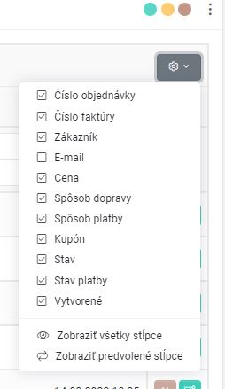 prispôsobenie filtra - objednávky