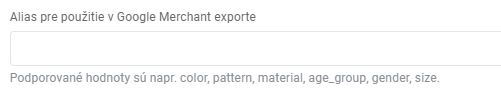 parametre - alias pre použitie v Google Merchant exporte