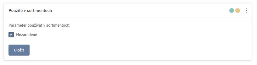 parametre - použité v sortimentoch