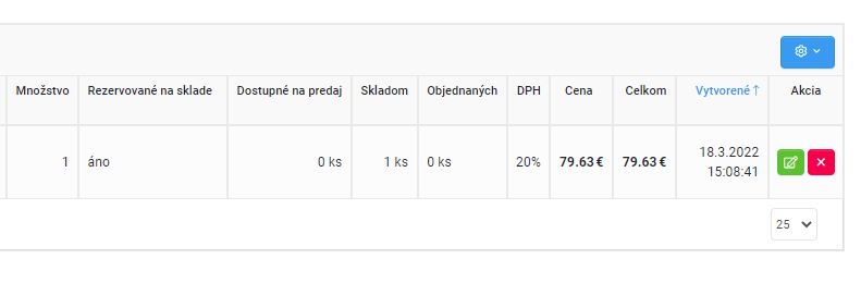 položky objednávky - 2