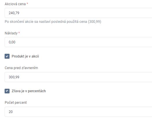 produkt - percentuálna zľava