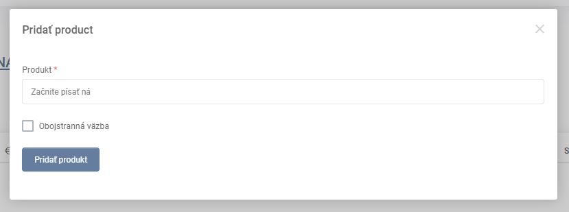 produkt - odporúčané produkty - pridať produkt