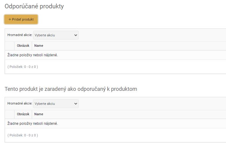 produkt - odporúčané produkty