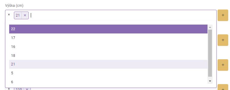 produkt - základné parametre