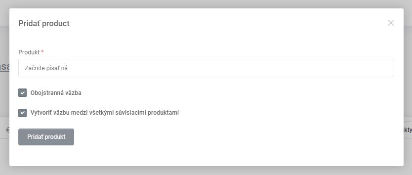 produkt - súvisiace produkty - pridať produkt