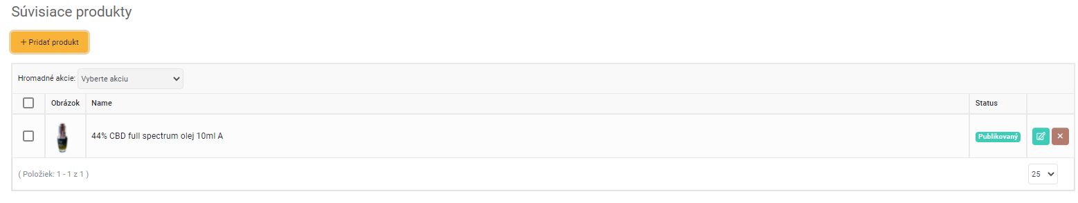 produkt - súvisiace produkty - zoznam