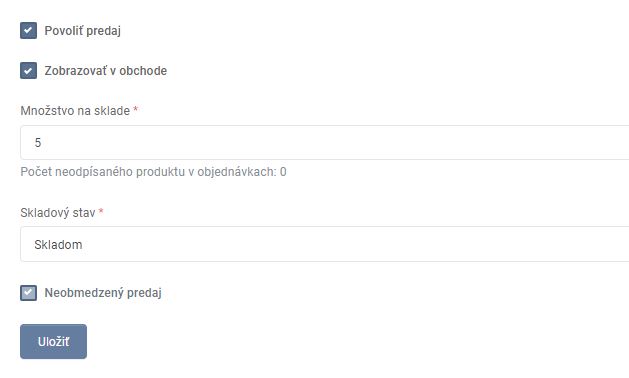 produkt - varianty - dostupnosť