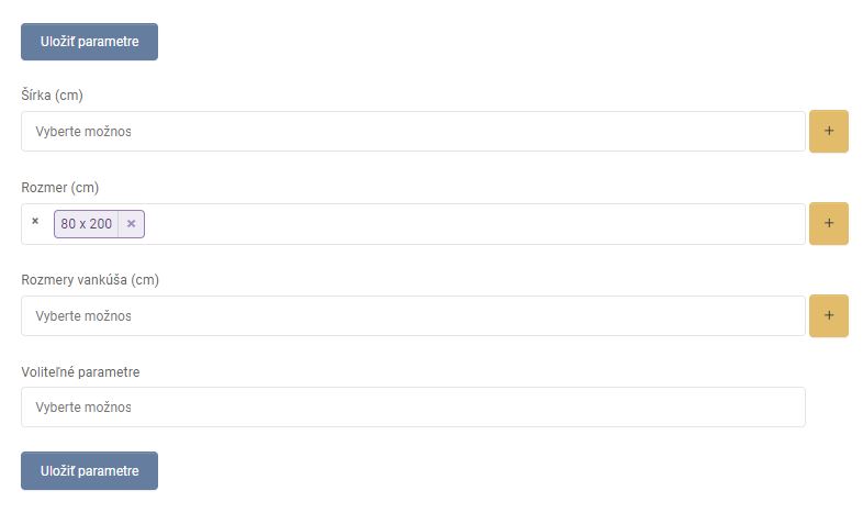 produkt - varianty - parametre