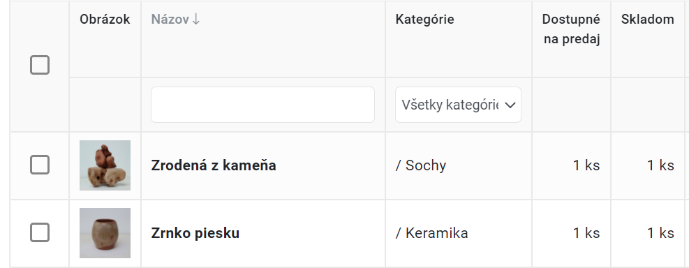 filtrovanie produktov podľa názvu