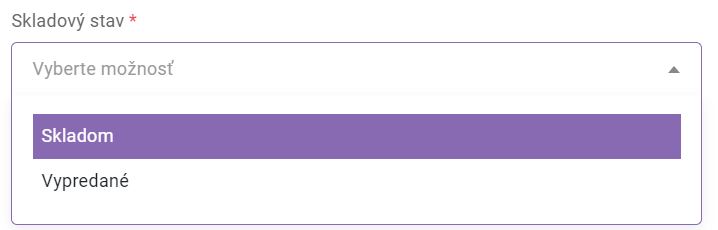 skladový stav nového produktu