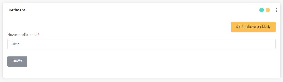 sortimenty - upraviť sortiment