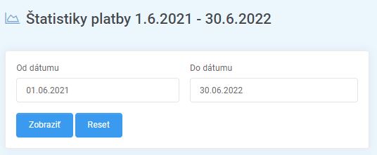 štatistiky platby - filter