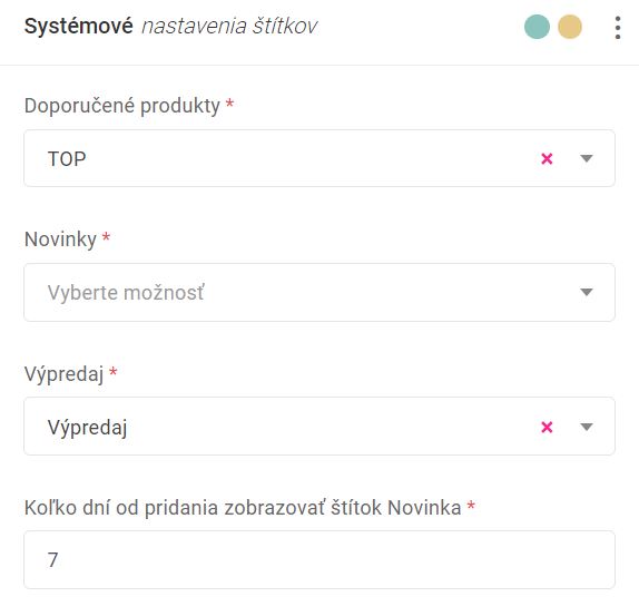 štítky - systémové nastavenia