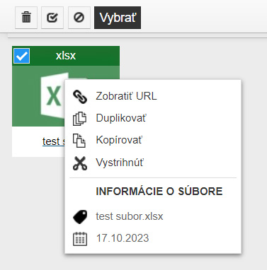 ďalšie akcie k práci so súborom