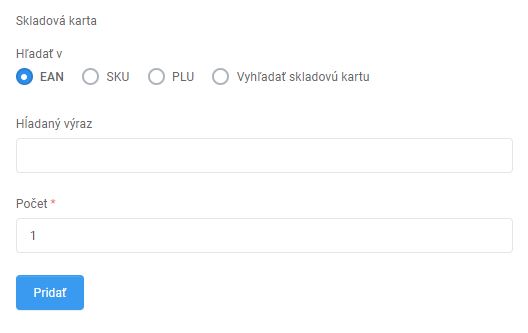 vybavenie objednávky - skladová karta