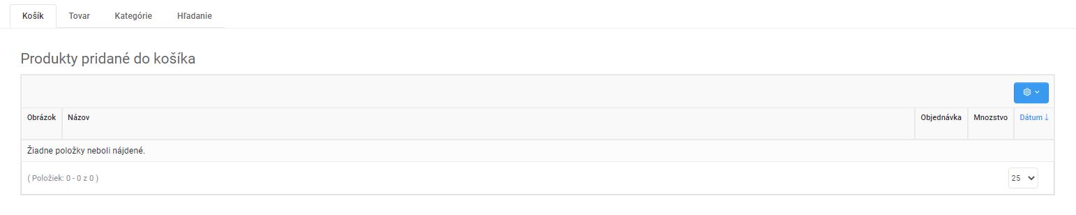 detail a úprava zákazníka - sledovanie - košík